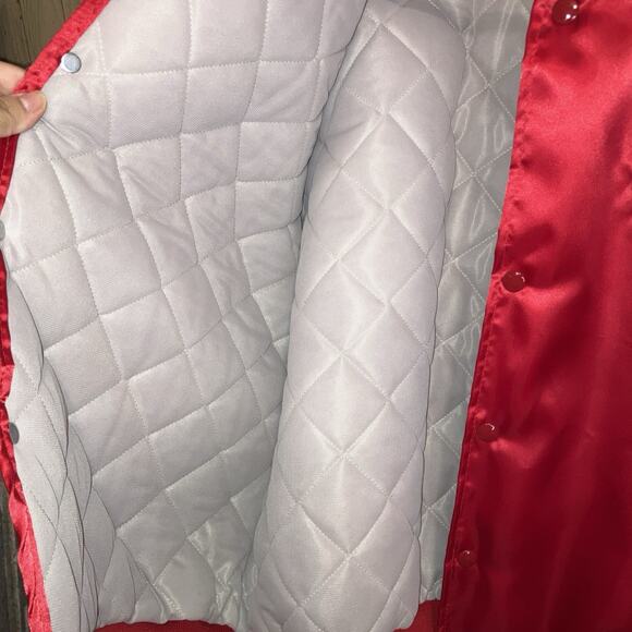 Vtg 90s Chicago Bulls Red Satin Jacket Swingster USA Made NWT Deadstock Men’s XL - Picture 12 of 16